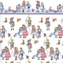 Dollhouse Miniature Wallpaper: Children, On White